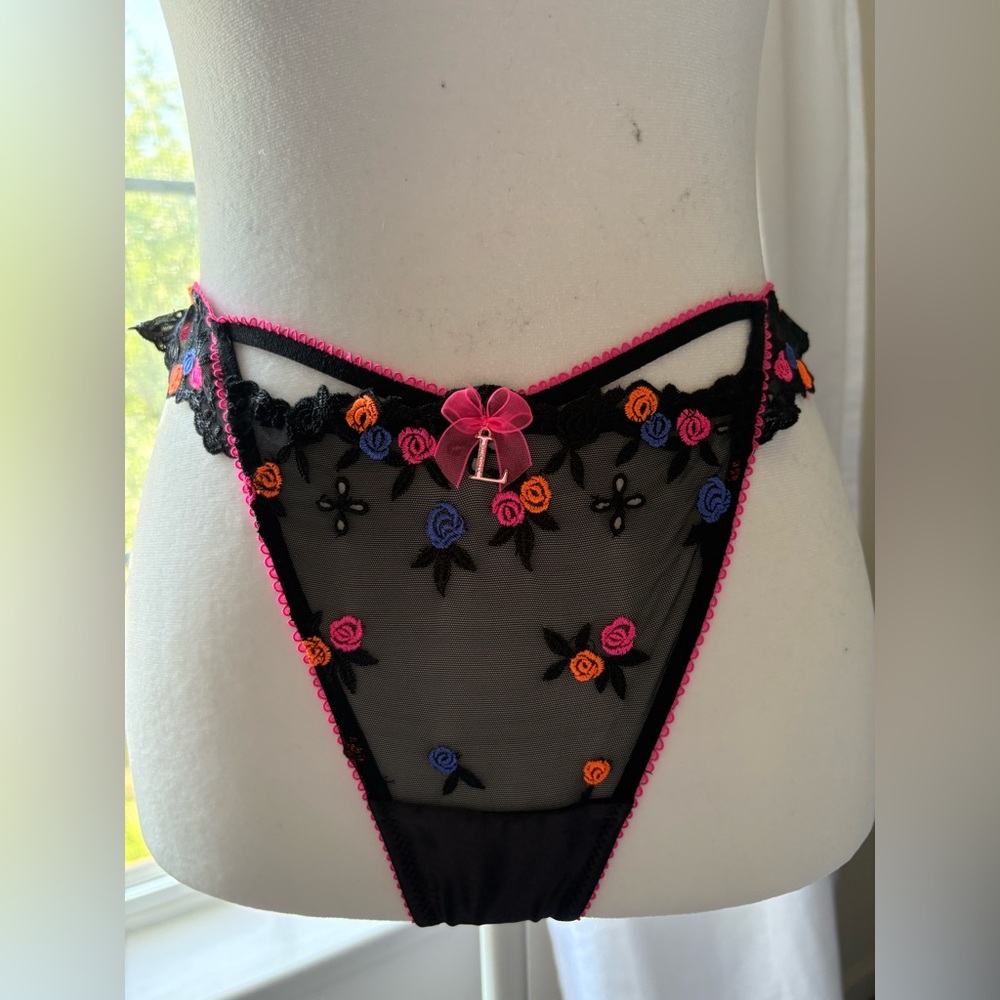 Flirty Black and Pink Mesh Panties with Colorful Accents - must bundle